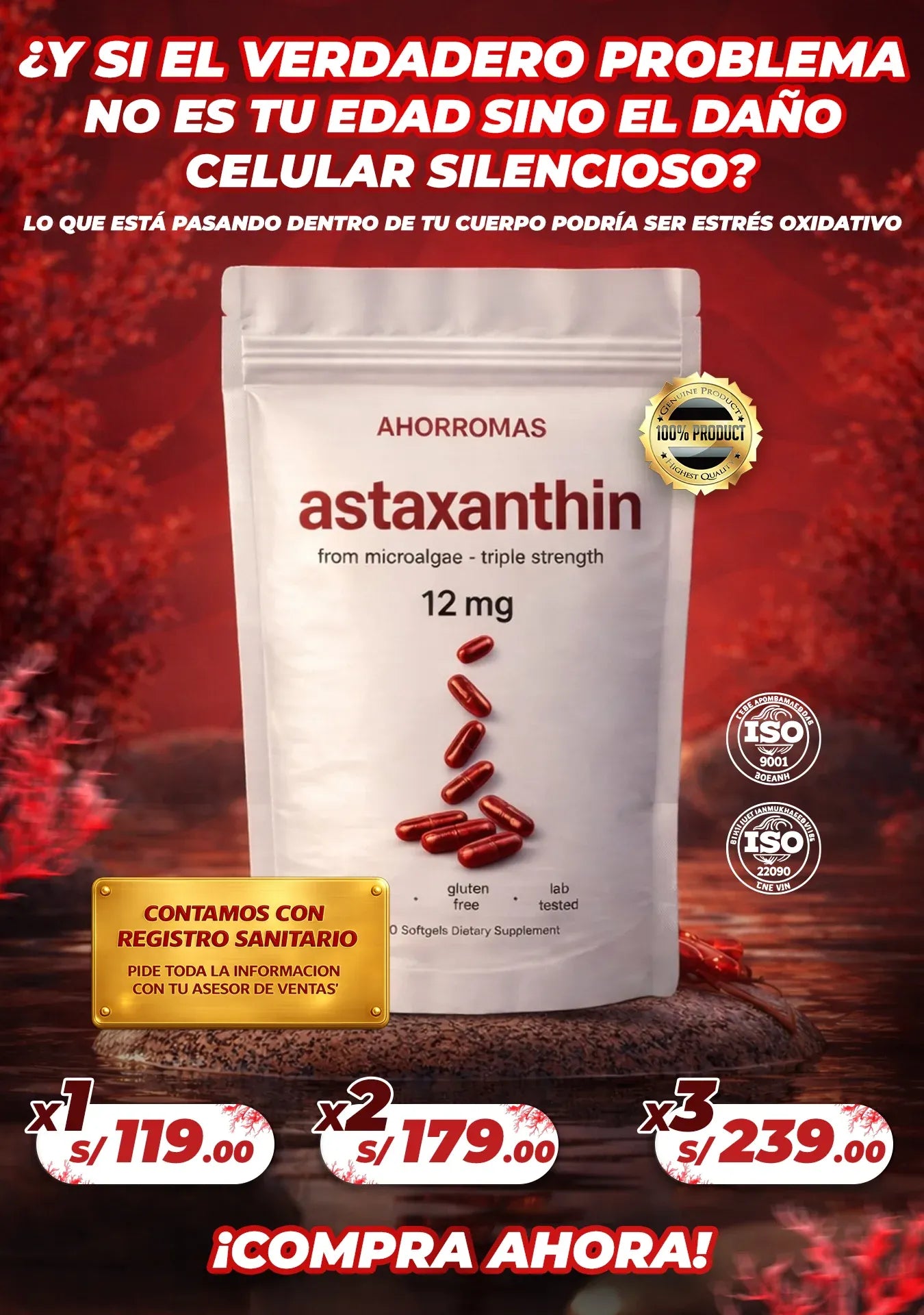 ASTANXANTINA - Dosis de juventud y bienestar (90 capsulas) ⭐