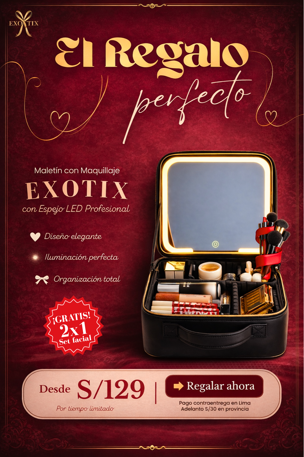 💖💄MALETIN DE MAQUILLAJE LED💄💖 CON MAQUILLAJE