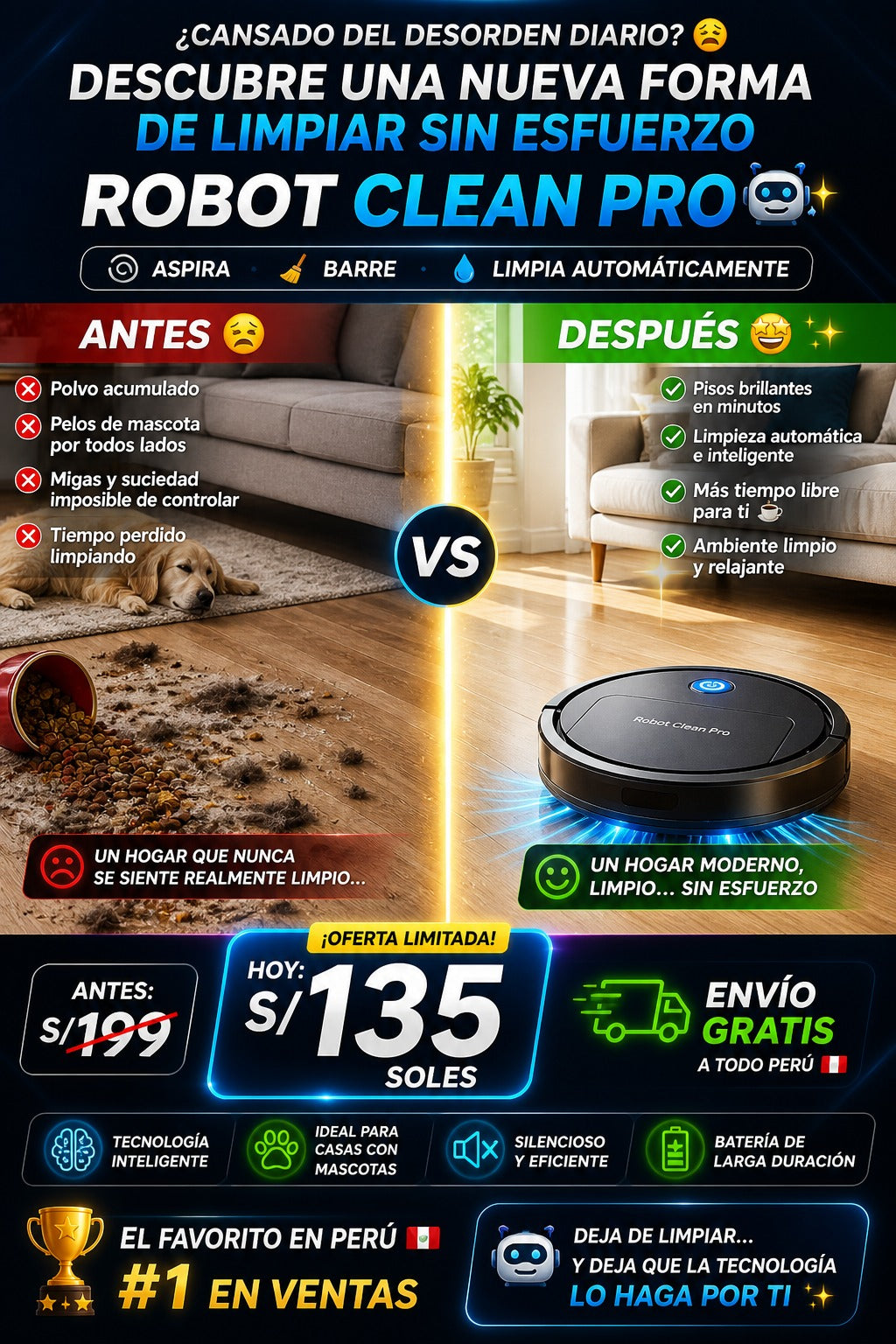 ⭐😱ROBOT ASPIRADORA PRO 3en1 😱⭐